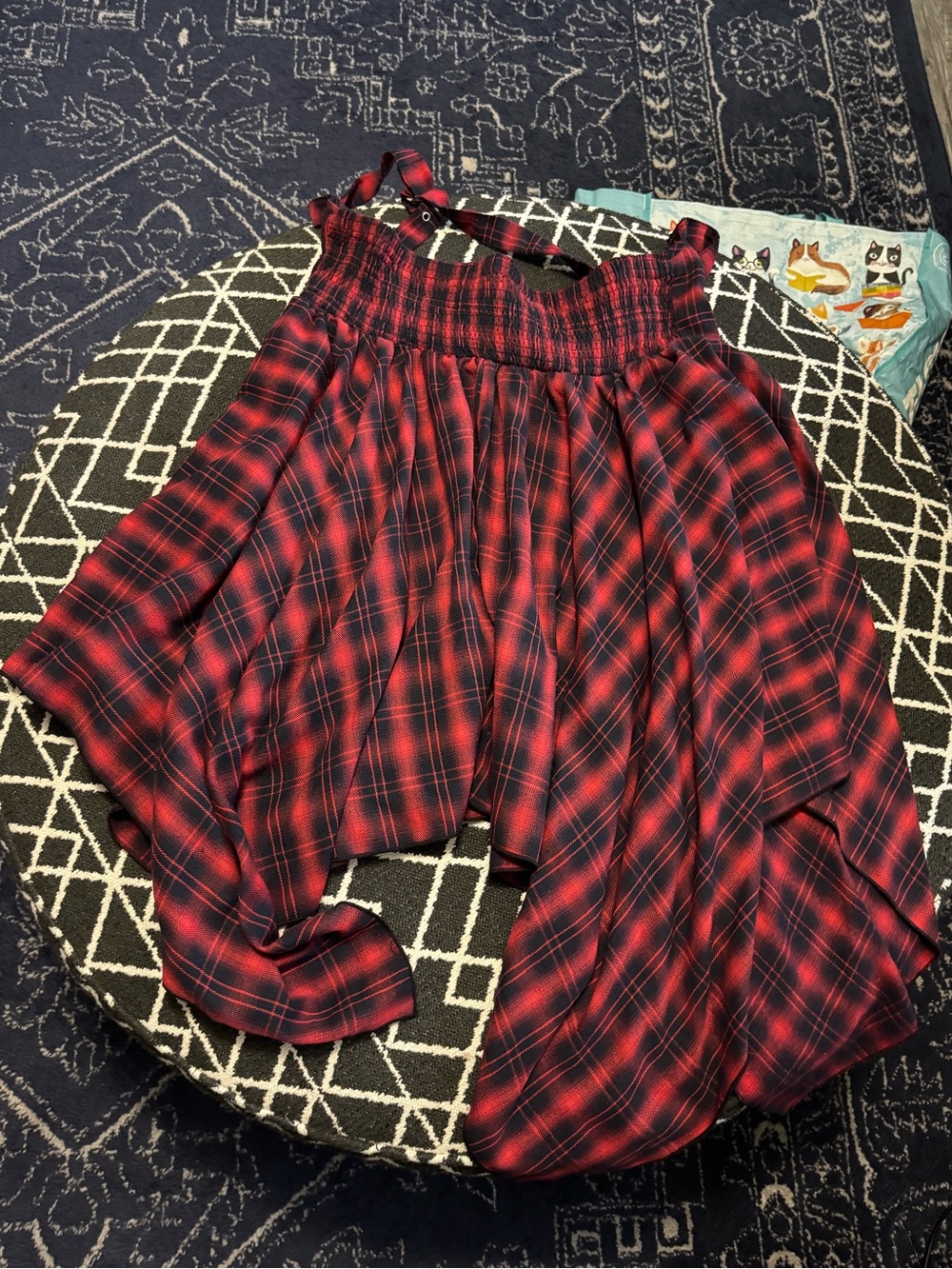 ROMWE Plus Size 2X Red Plaid Lace-Up Asymmetrical Grunge Punk Dress - Picture 2 of 5